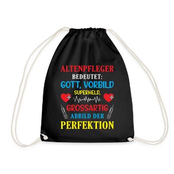 Altenpfleger Geschenk Altenpflege Pflegefachkraft - Turnbeutel - Schwarz - Vorne