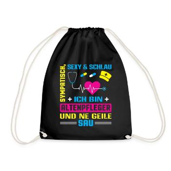 Altenpfleger Geschenk Altenpflege Pflegefachkraft - Turnbeutel - Schwarz - Vorne