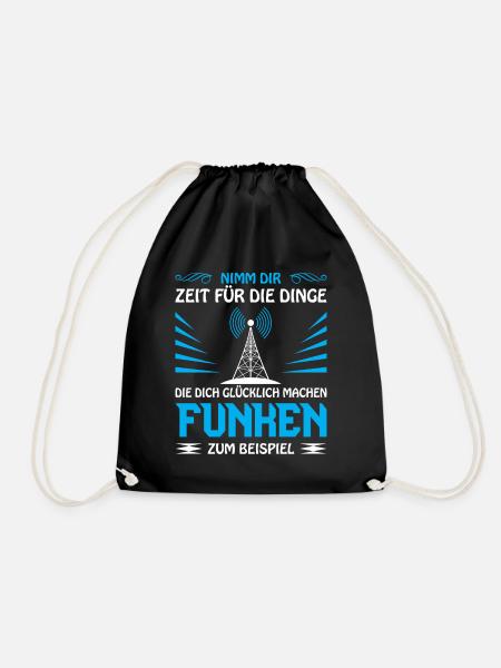 Amateurfunk Geschenke für Funker Funkamateur - Turnbeutel - Schwarz