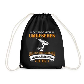 Trockenbau Trockenbauer Trockenbaumonteur Geschenk - Turnbeutel - Schwarz - Vorne