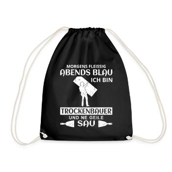 Trockenbau Trockenbauer Trockenbaumonteur Geschenk - Turnbeutel - Schwarz - Vorne
