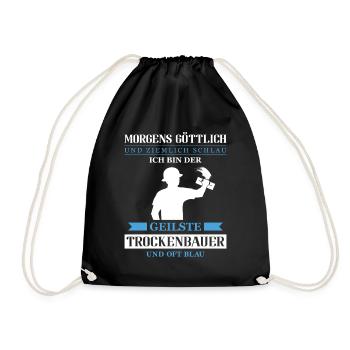 Trockenbau Trockenbauer Trockenbaumonteur Geschenk - Turnbeutel - Schwarz - Vorne