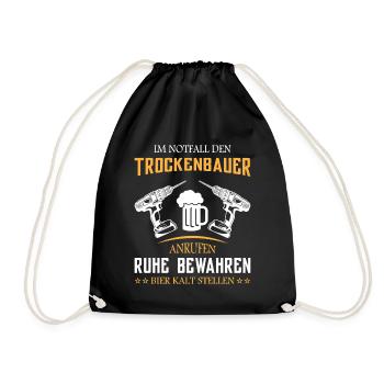 Trockenbau Trockenbauer Trockenbaumonteur Geschenk - Turnbeutel - Schwarz - Vorne
