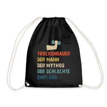 Trockenbau Trockenbauer Trockenbaumonteur Geschenk - Turnbeutel - Schwarz - Vorne
