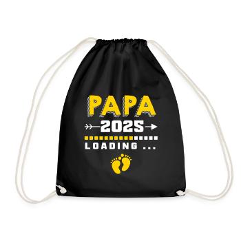 Papa 2025 werdener Vater Vati Geschenk - Turnbeutel - Schwarz - Vorne