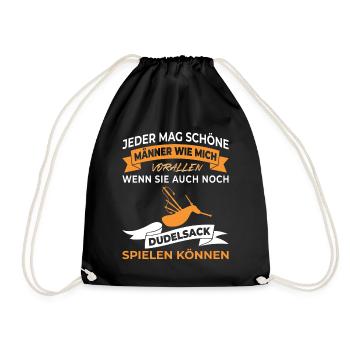 Dudelsackspieler Dudelsack Männer Geschenk - Turnbeutel - Schwarz - Vorne