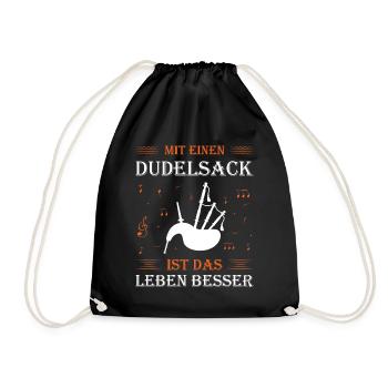 Dudelsackspieler Dudelsack Männer Geschenk - Turnbeutel - Schwarz - Vorne