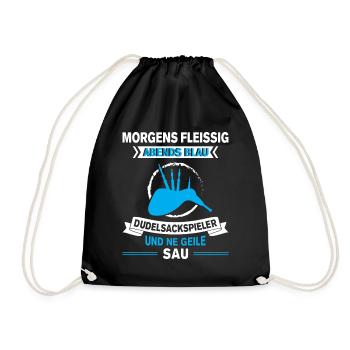 Dudelsackspieler Dudelsack Männer Geschenk - Turnbeutel - Schwarz - Vorne