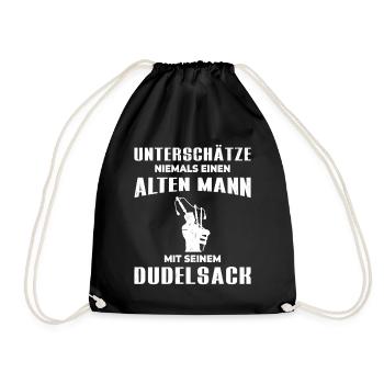 Dudelsackspieler Dudelsack Männer Geschenk - Turnbeutel - Schwarz - Vorne