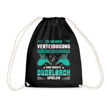 Dudelsackspieler Dudelsack Männer Geschenk - Turnbeutel - Schwarz - Vorne