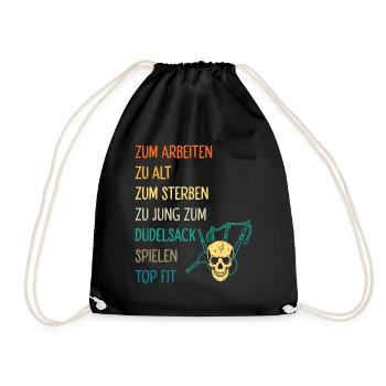 Dudelsackspieler Dudelsack Männer Geschenk - Turnbeutel - Schwarz - Vorne