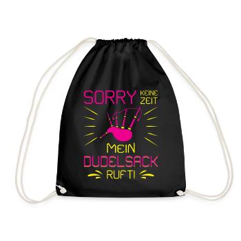 Dudelsackspieler Dudelsack Männer Geschenk - Turnbeutel - Schwarz - Vorne