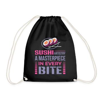 Sushi Japan Essen Sushi-Mahlzeit - Turnbeutel - Schwarz - Vorne