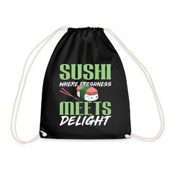 Sushi Japan Essen Sushi-Mahlzeit - Turnbeutel - Schwarz - Vorne