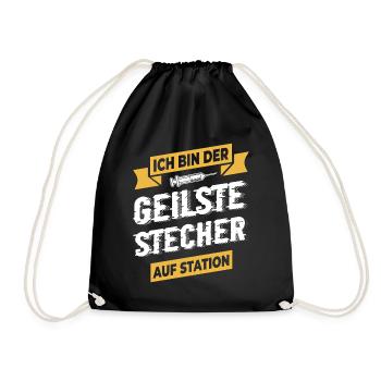 Krankenschwester Krankenpfleger - Turnbeutel - Schwarz - Vorne