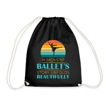 Ballerina Ballett mädchen - Turnbeutel - Schwarz - Vorne