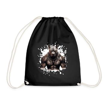 Hund Pit Muskeln Bodybuilding Beast - Turnbeutel - Schwarz - Vorne
