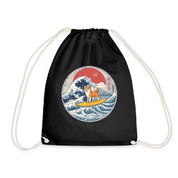 Shiba Inu Chien Animal Japonais Surf Plage Vague - Sac de sport léger - noir - Devant