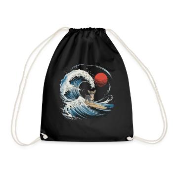 Chihuahua chien animal japonais surf plage vague - Sac de sport léger - noir - Devant