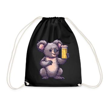 Koala Pixel Beer - Drawstring Bag - black - Front