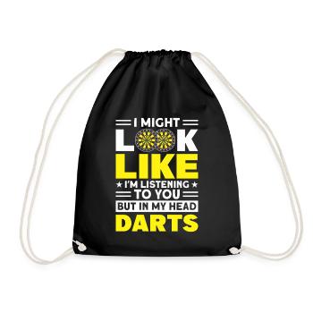 Dart Dartspieler Dartspiel Herren - Turnbeutel - Schwarz - Vorne