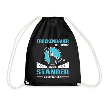 Trockenbau Trockenbauer Trockenbaumonteur Geschenk - Turnbeutel - Schwarz - Vorne