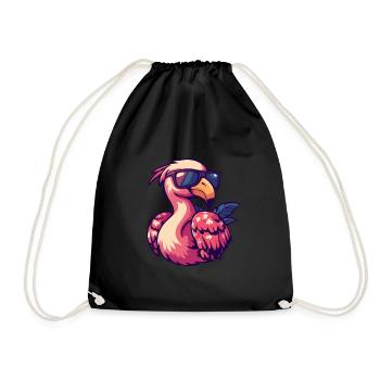 Flamingo Comic Funny Summer - Drawstring Bag - black - Front