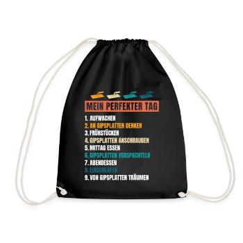 Trockenbau Trockenbauer Trockenbaumonteur Geschenk - Turnbeutel - Schwarz - Vorne