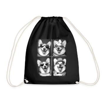 Drôle Corgi chien amoureux des animaux Photobooth Selfie - Sac de sport léger - noir - Devant