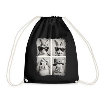 Drôle mignon lapin lapin animal photobooth selfie - Sac de sport léger - noir - Devant