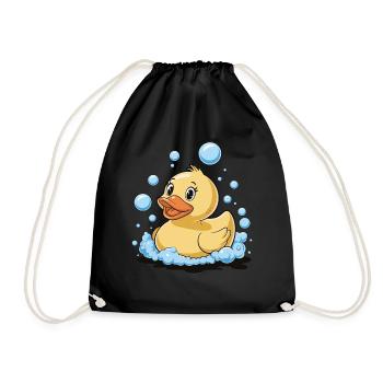 Rubber Duck Bathing Bubbles Water Bird Animal - Drawstring Bag - black - Front