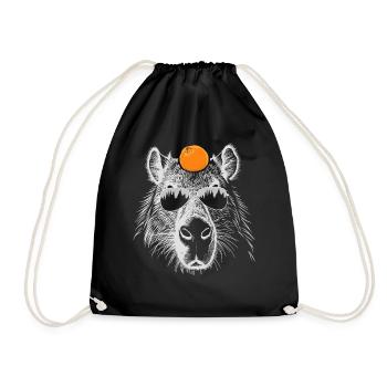 Cool Capybara rongeur illustration orange fruit - Sac de sport léger - noir - Devant