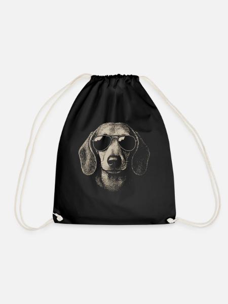 Coole Dackel Hund Pilotenbrille Skizze - Turnbeutel - Schwarz