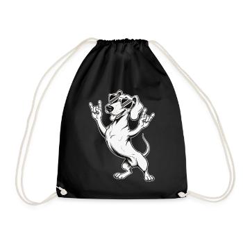 Cool Dachshund Wiener Dog Lover Sunglasses Rock - Drawstring Bag - black - Front
