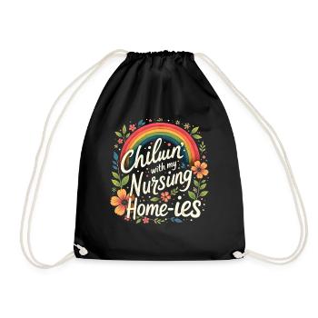Chillin' With My Nursing Home-ies Funny Nursing - Drawstring Bag - black - Front