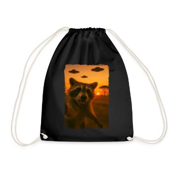 waschbär müll panda sonnenuntergang ufos savanne himmel - Turnbeutel - Schwarz - Vorne