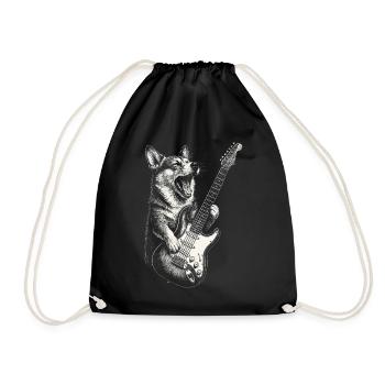 Cool Corgi Dog Lover Jouant De La Musique De La Guitare Electrique - Sac de sport léger - noir - Devant