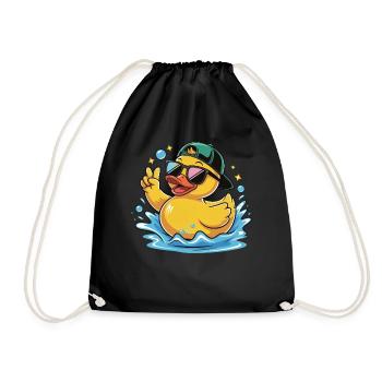 coole Ente Gummiente Cartoon Sonnenbrille Kappe - Turnbeutel - Schwarz - Vorne