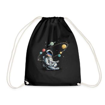 Astronaut Meditation Weltraum Planeten Umlaufbahn - Turnbeutel - Schwarz - Vorne