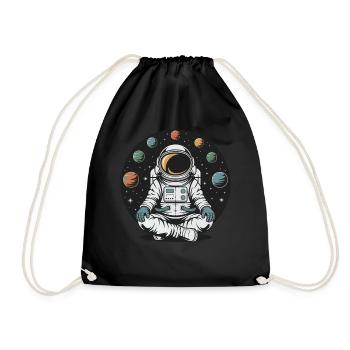 Astronaut Yoga Meditation Weltraum Planeten Umlaufbahn - Turnbeutel - Schwarz - Vorne