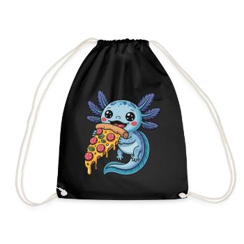 Mignon dessin animé bleu axolotl mangeant pizza amphibien - Sac de sport léger - noir - Devant