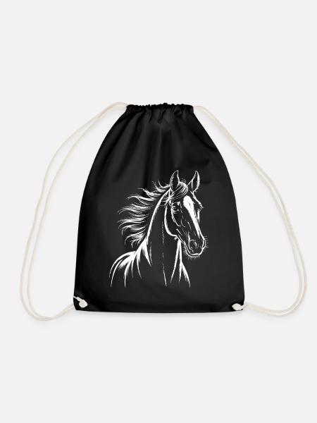 Croquis de cheval Équitation Line Art Dessin d’animaux - Sac de sport léger - noir