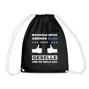 Geselle Facharbeiter Azubi Prüfung - Turnbeutel - Schwarz - Vorne