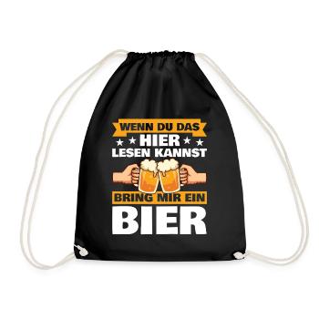 Wenn du das hier lesen kannst Bier Bierspruch - Turnbeutel - Schwarz - Vorne