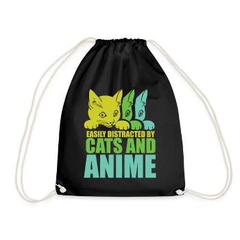 Anime Manga Otaku Kawaii Katzen Katze Kätzchen - Turnbeutel - Schwarz - Vorne