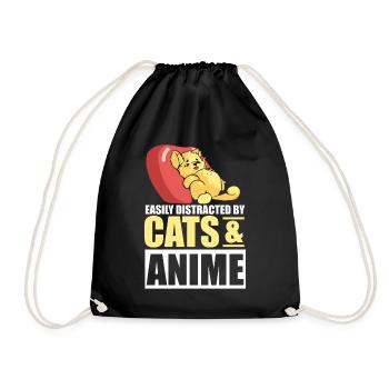 Anime Manga Otaku Kawaii Katzen Katze Kätzchen - Turnbeutel - Schwarz - Vorne