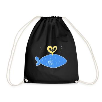blauer fisch symbol herz licht - Turnbeutel - Schwarz - Vorne