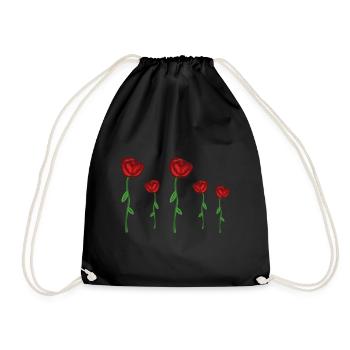 roses red flowers flower plant - Drawstring Bag - black - Front