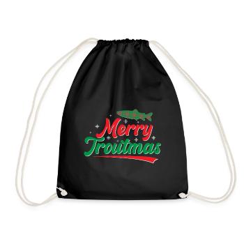 Merry Troutmas Forelle Angeln Weihnachten - Turnbeutel - Schwarz - Vorne