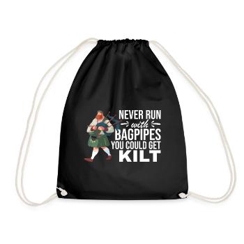 Schottland Fans Tradition Kilt Schottenrock - Turnbeutel - Schwarz - Vorne